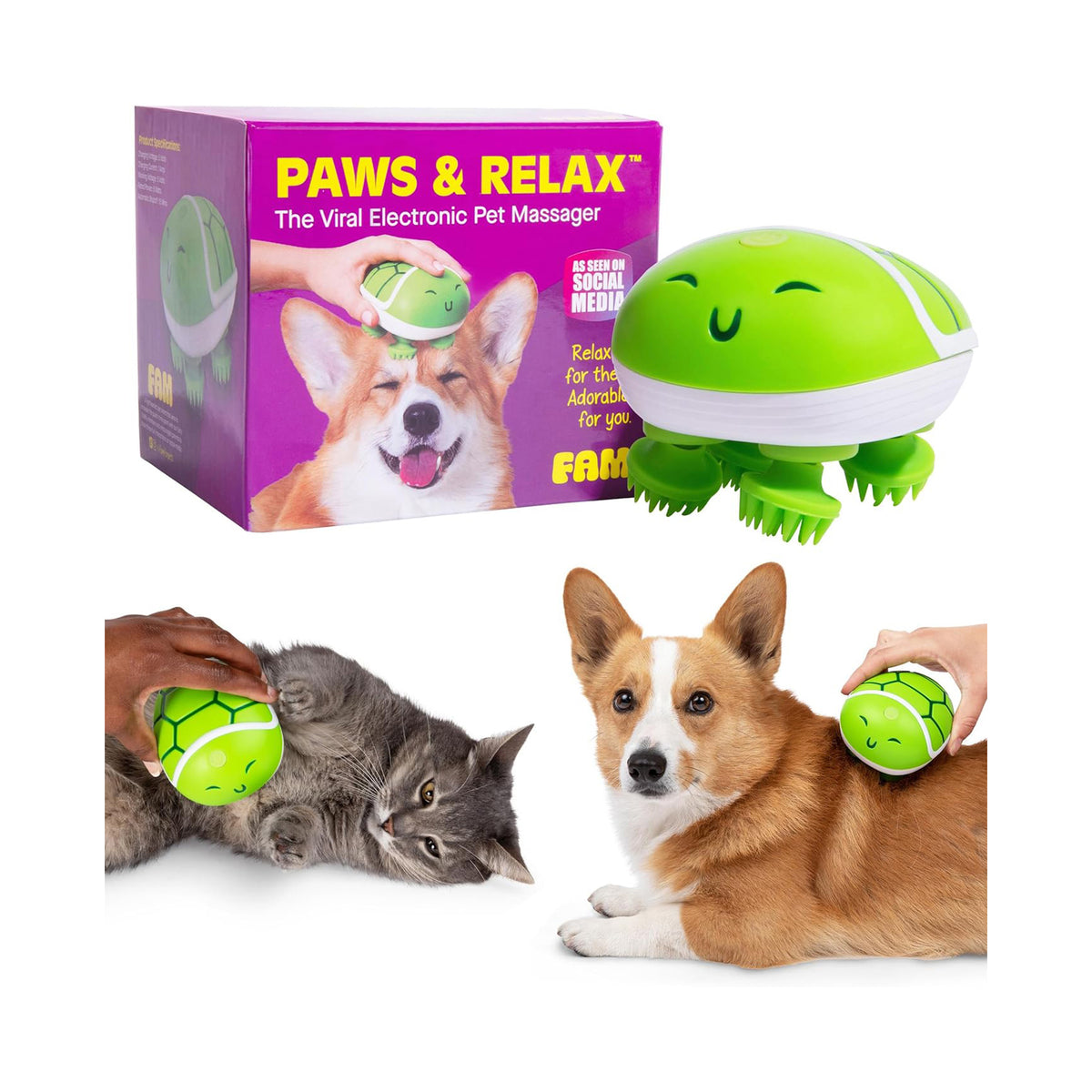 WHAT DO YOU MEME? Paws & Relax: The Adorable Turtle-Shaped Pet Massager, for Dogs & Cats
