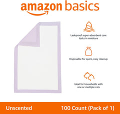 Amazon Basics Cat Litter Pads, Fresh Scent, 20-Count, Purple