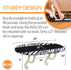 K&H Pet Products Kitty Sill Window Sill Cat Perch, Cat Window Perch for Large Cats, Cat Window Seat, Cat Shelf for Window Sill, Window Cat Bed, Cat Perch w/ Washable Cover – Fleece Unheated