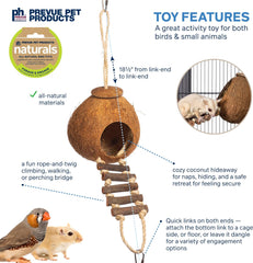 Prevue Pet Products Naturals Double Coconut Walk for Small Animals & Birds 62818,16X4X9