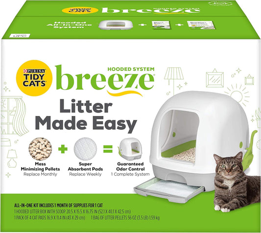 Purina Tidy Cats Non Clumping Litter System, Breeze XL All-in-One Odor Control & Easy Clean Multi Cat Box - 18 lb. Box