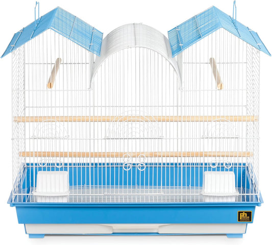 Prevue Hendryx SP1804TR-2 Triple Roof Bird Cage, Teal and White, 1/2"