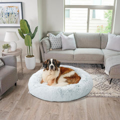 Best Friends by Sheri The Original Calming Donut Cat and Dog Bed in Shag Fur Taupe, Small 23"